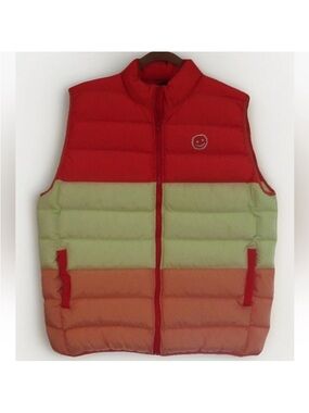 Tommyinnit Merch Puffer Vest Size S Orange Yellow Smiley Face